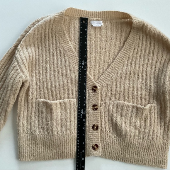 Lovers + Friends Caroline Cardigan Sz S Tan V-Neck Ribbed Grandmacore Slouchy - Picture 5 of 11